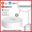 Датчик температуры и влажности Tuya Zigbee, Умный домашний термометр, гигрометр с поддержкой Alexa Google