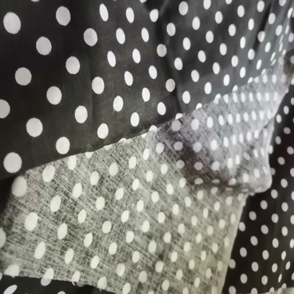 Новое поступление 2021 года простая черная хлопковая ткань в белый горошек для