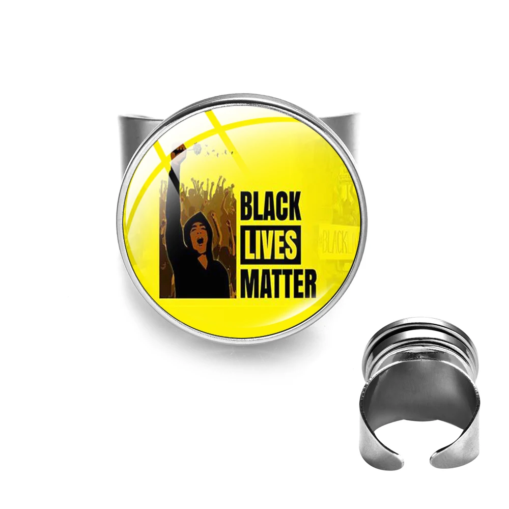 SIAN новейшее черное кольцо Lives Matter I Am Black Excellence Art Открытое стеклянный кабошон