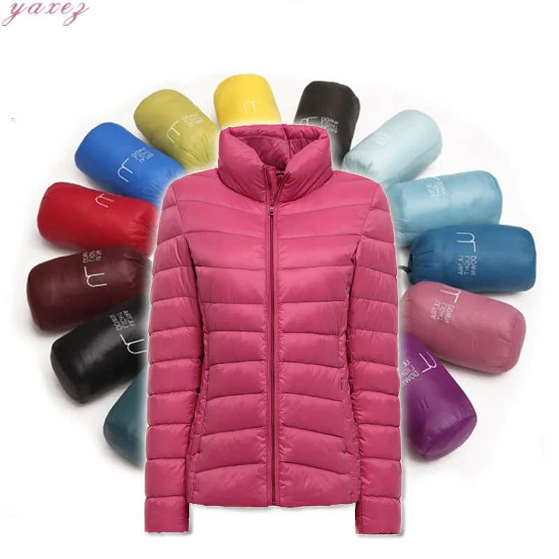 

Женский пуховик с воротником-стойкой в Корейском стиле, Ультралегкая короткая куртка-пуховик, новинка 2019