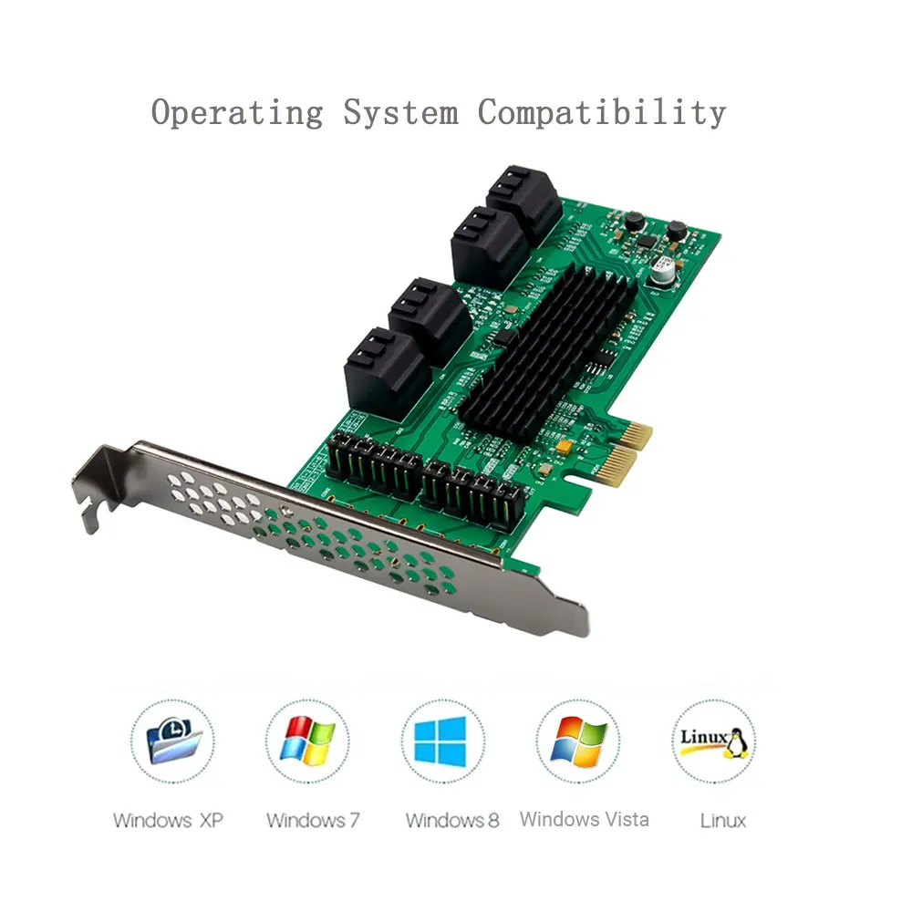 

Адаптер для контроллера, 8-портовый PCI-E2.0 X1 в SATA3.0, PCI SATA III express, карта расширения для ПК и ноутбуков