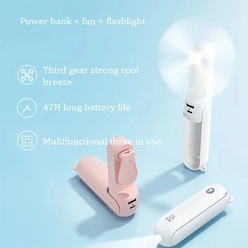 

Xiaomi Mini Fan Portable Fan 4800mAh Надежный бесшумный складной перезаряжаемый USB-вентилятор с функцией Power Bank и фонариком