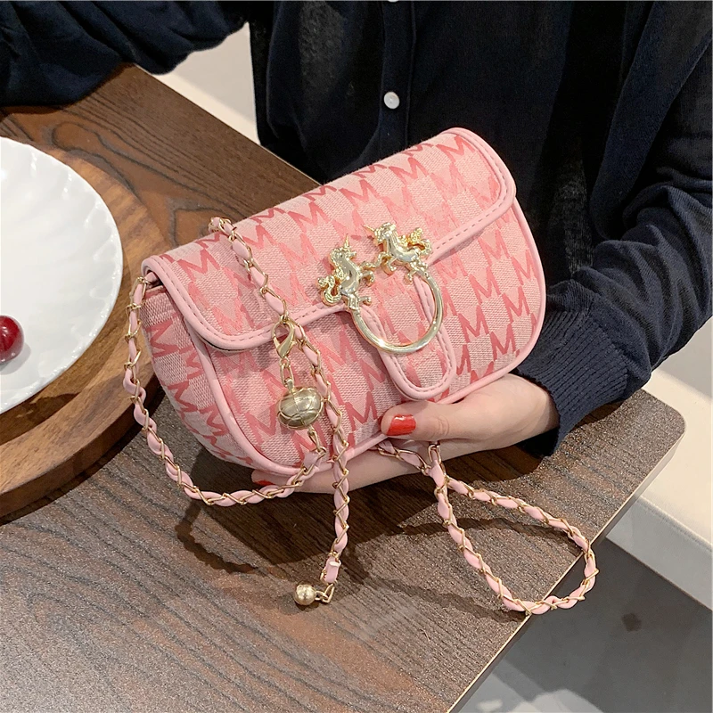 

Luxury Brand Letter Print Chain Crossbody Shoulder Bags For Women Retro Jacquard Fabric High Quality Small Flap For Phone 2021