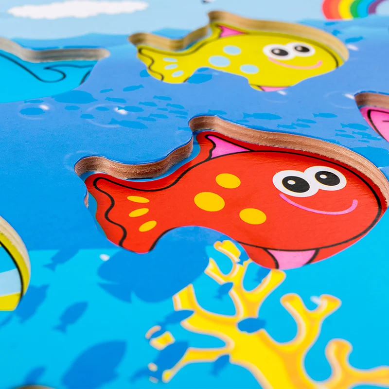 Деревянные игрушки Монтессори магнитная рыболовная игра Ранние обучающие для