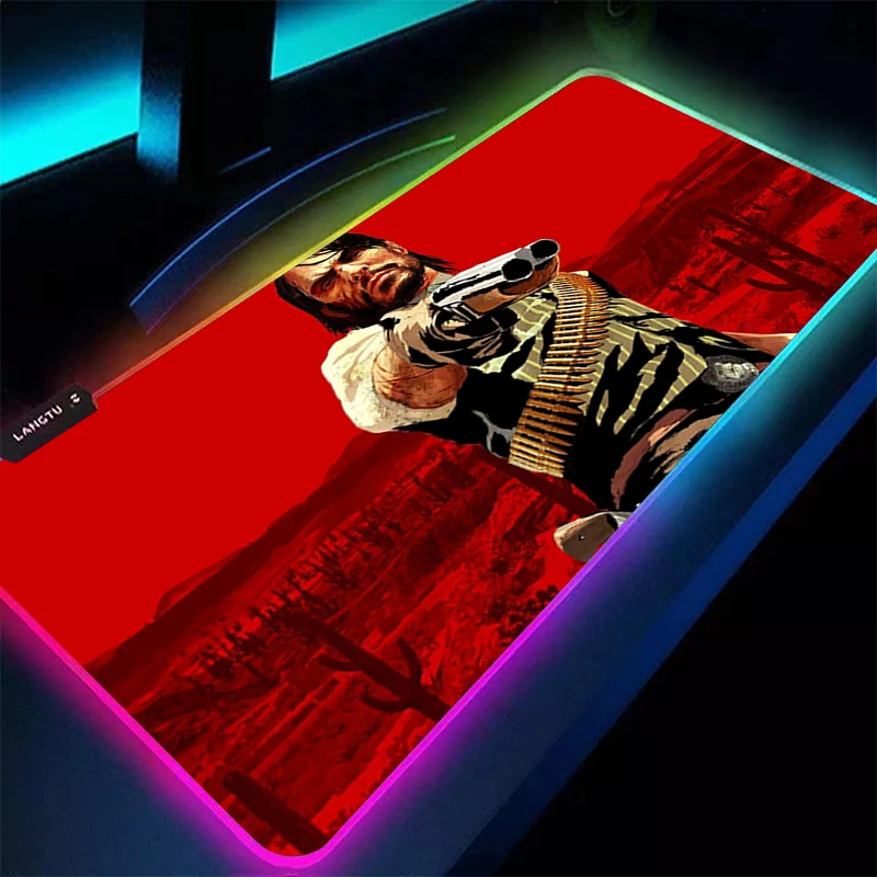 

Large Office RGB LED Illumination Mouse Pad Mat Game Gamer Gaming Mousepad Keyboard Compute Anime Desk Mat Red Dead Redemption