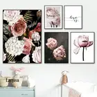 Картина на холсте с розовыми пионами, Постер в скандинавском стиле с цитатой о любви, настенное искусство с цветами, украшение для спальни, украшение для дома