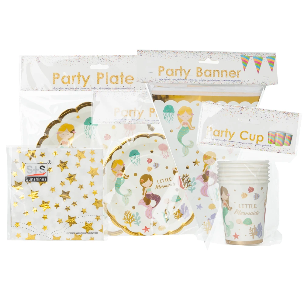 На свадьбу и день рождения бумага вечерние поставки украшения Русалка тема