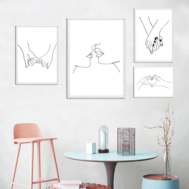 

Nordic Minimalistische Abstracte Kunst Decor Lijn Painting Kwaliteit Canvas Poster Home Decor Woonkamer Sofa Muur Decor