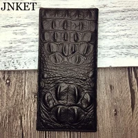 jnket new alligator pattern embossing mens wallet genuine cow leather long wallet billfold foldable purse wallet card holder
