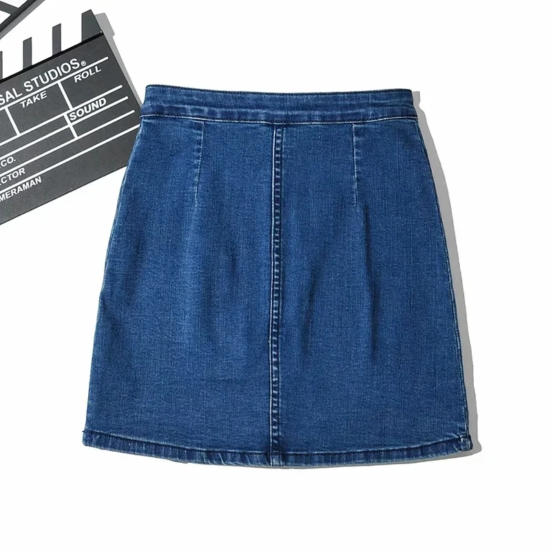 

Women Petite Denim Wrap Skirt With Buttons Denim Mini Skirt A004