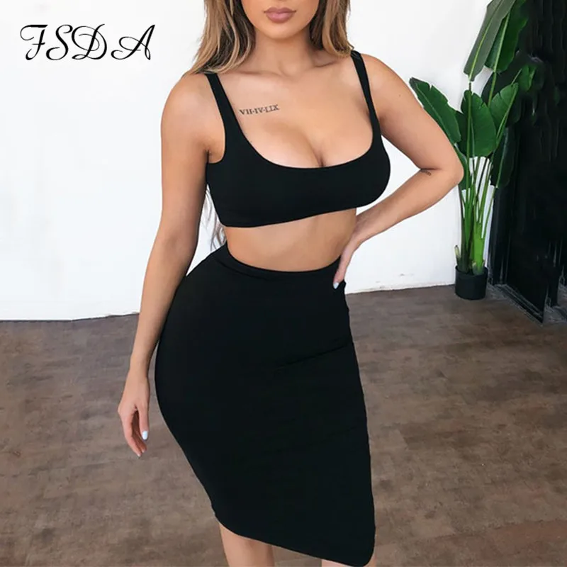 Женский комплект из двух предметов FSDA белый укороченный топ без рукавов с