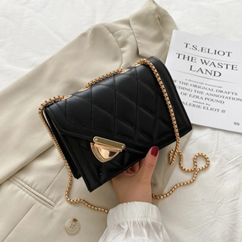 

Chain Women'S Shoulder Bag Crossbody 2021 Summer Wild Lingge Solid Color Soft Side Shoulder Bag Handbag