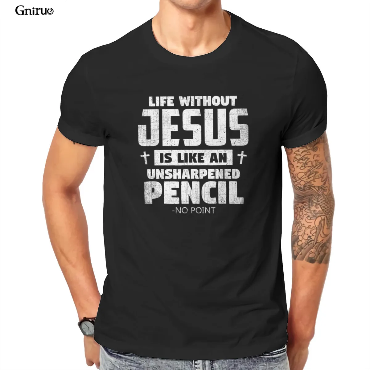 

Wholesale Life Without Jesus Funny Christian Religious Unisex Super Soft T-Shirt Gothic Anime Aesthetic For Boy Tees 101677