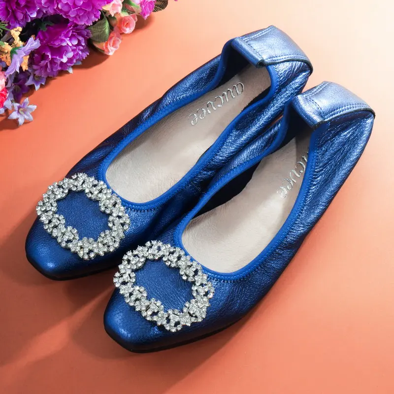 

AUCVEE Plus Size 34-43 Ladies Ballet Flats Shoes Comfortable Genuine Leather Woman Loafers Shoes Summer Spring Casual Flat Shoes