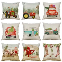 christmas festival throw pillow case for home decor 4545 cm sofa waist cushion cover cotton linen santa snowman pillow covers