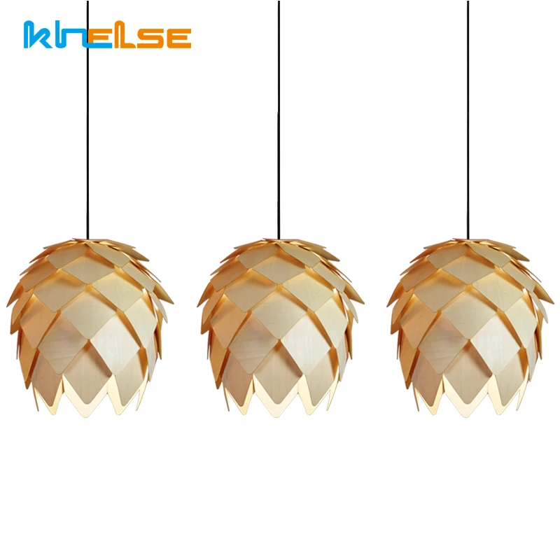 Деревянные шишки светодиодные подвесные светильники DIY Паб Клуб ресторан