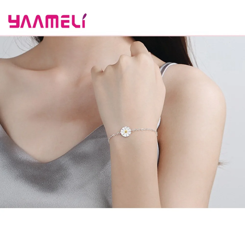 Женский браслет-цепочка с подвеской в виде подсолнуха золотого цвета Простые