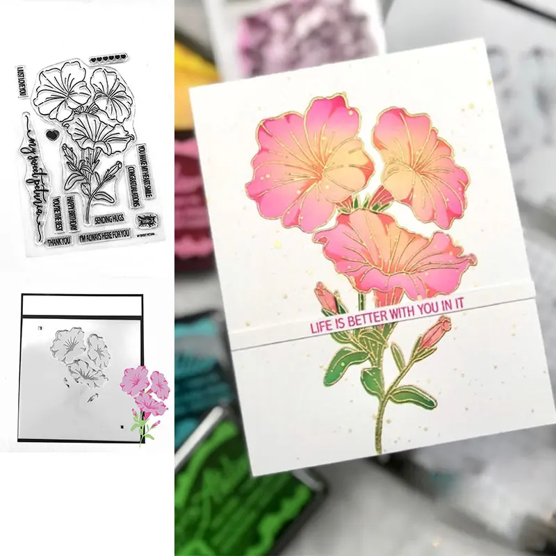 

Flower Plant Cutting Dies Stamps Stencil Hot Foil Scrapbook Diary Decoration Stencil Embossing Template DIY Card Handmade