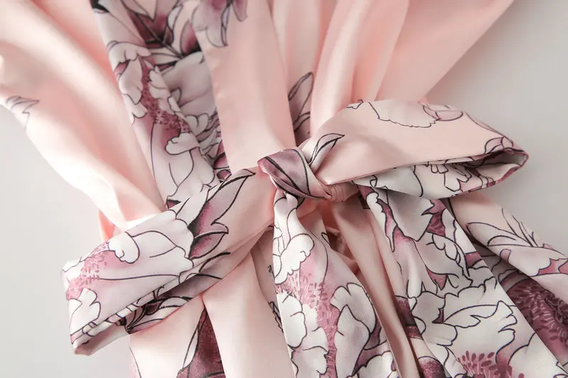 Satin Silk Floral Robe Bride Robe Bridesmaid Robes Bridal Party Gift Robes Birthday Robe Sleepwear Bathrobe Short Nightgown