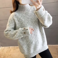 women 2021 autumn winter loose thick warm imitation mink cashmere knitted sweaters female soft turtleneck basic pullover jumpers
