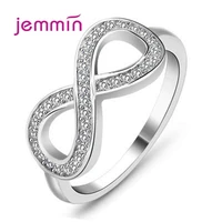 925 sterling silver infinity rings for women girls clear zircon crystal finger rings bridal wedding engagement jewelry gift