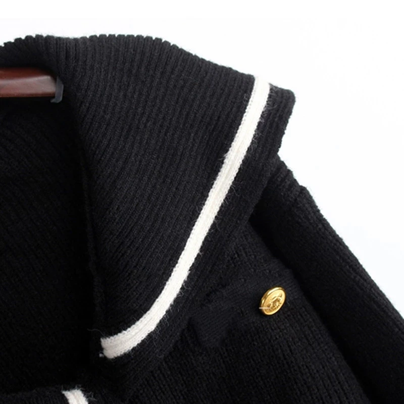 Шикарный корейский осенне-зимний женский вязаный стильный полосатый свитер с