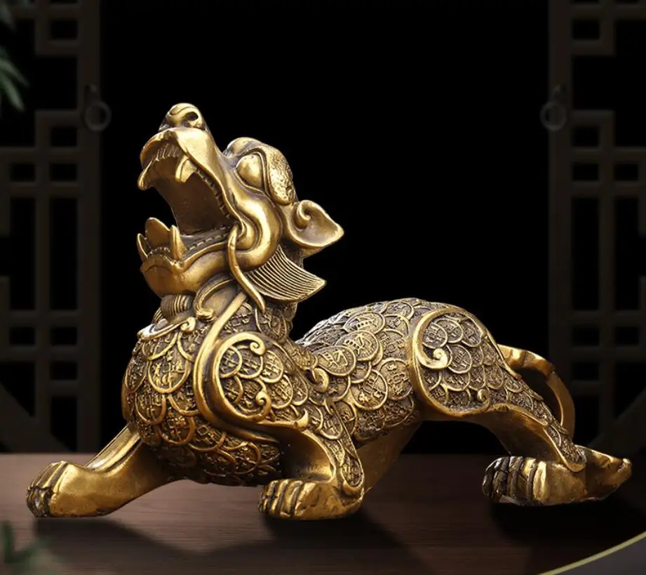 

The pure copper PI xiu pieces were arranged in a pair of kaiguang Zhaocai town house PI Evil fengshui Qiuwangcai living room de