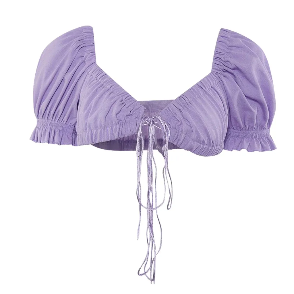 Модные майки для женщин повседневные однотонные Бандажное платье с буффами на