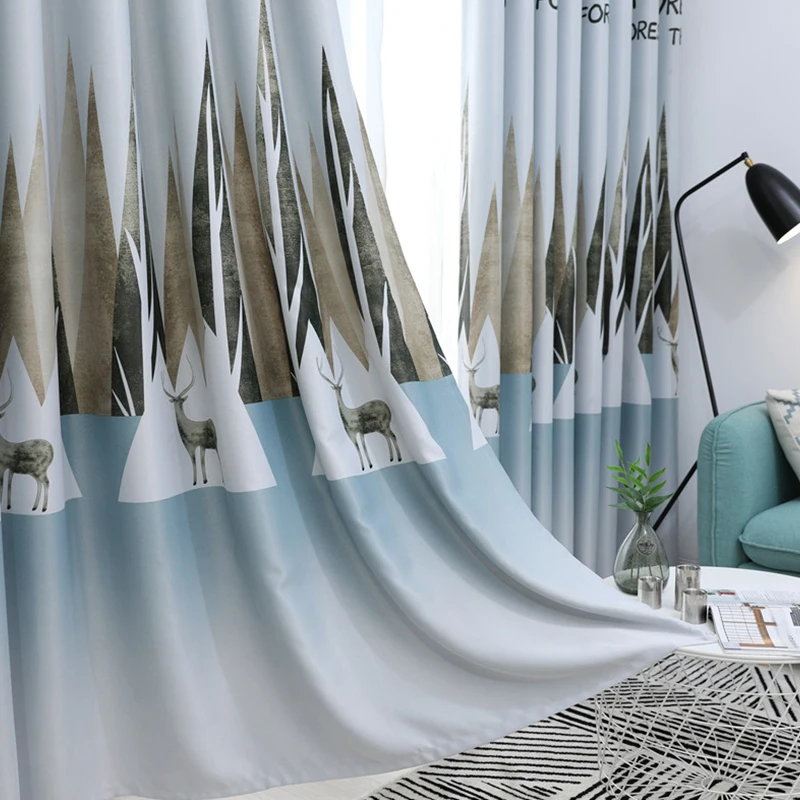 Детские Тканевые затемненные шторы с принтом лося для детей мальчиков и девочек