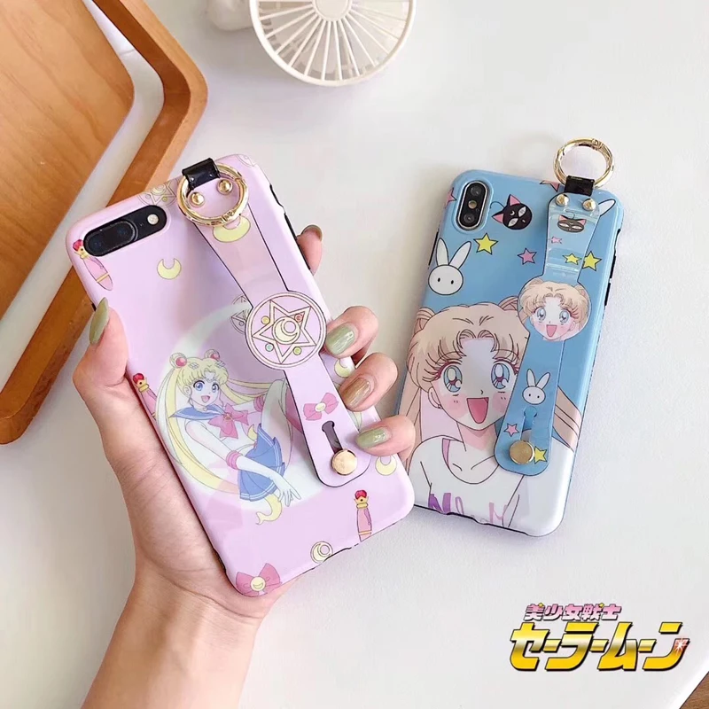 Короткая футболка с героями из японского аниме Kawaii Сейлор Мун чехол для телефона