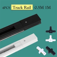 led track light rail 2 wires track rail fitting aluminum 0 5m 1m rails jointer i connector t for store home spot track install
