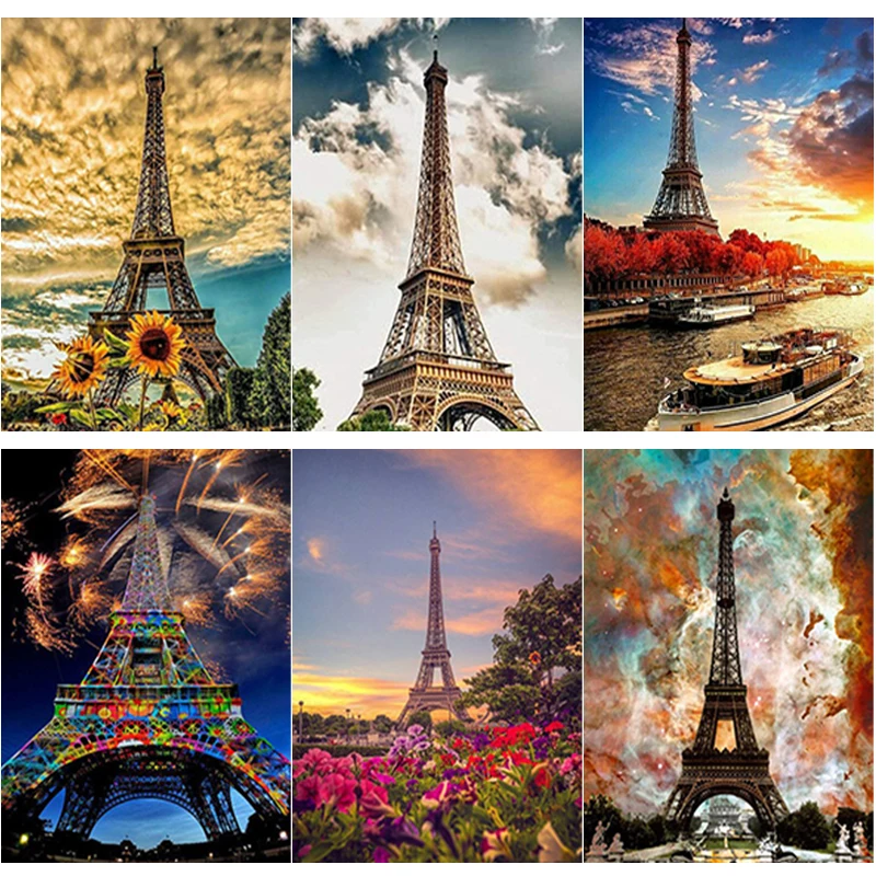 

New 5D DIY Diamond Painting Iron Tower Diamond Embroidery Landscape Cross Stitch Full Square Round Drill Home Decor Manual Gift
