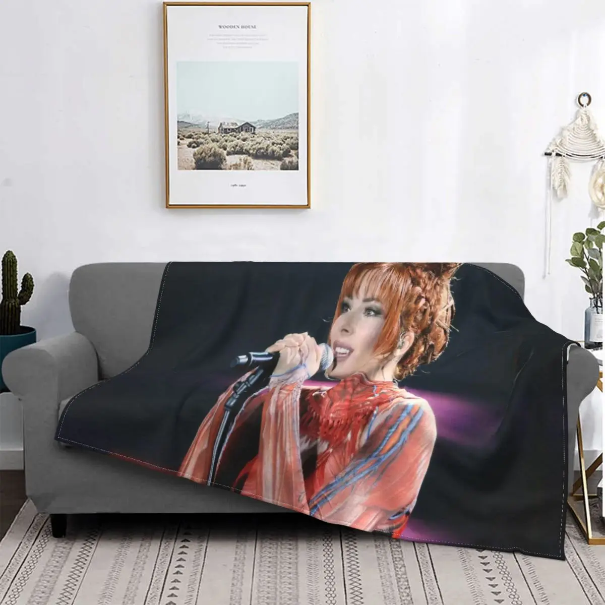 

Mylene Farmer-Juego de ropa de cama, manta Rectangular, colcha de cama a cuadros, colcha de Picnic 135