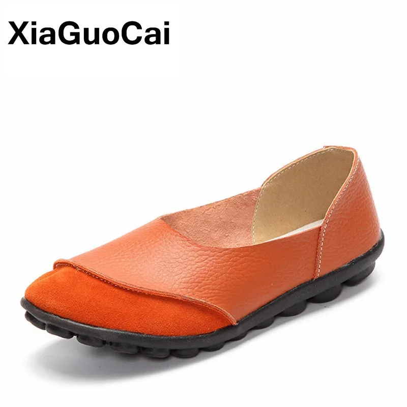 Women's Loafers Spring Autumn Gommino Genuine Leather Female Casual Shoes Flats Breathable Slip-On Doug Shoes Big Size 35-43