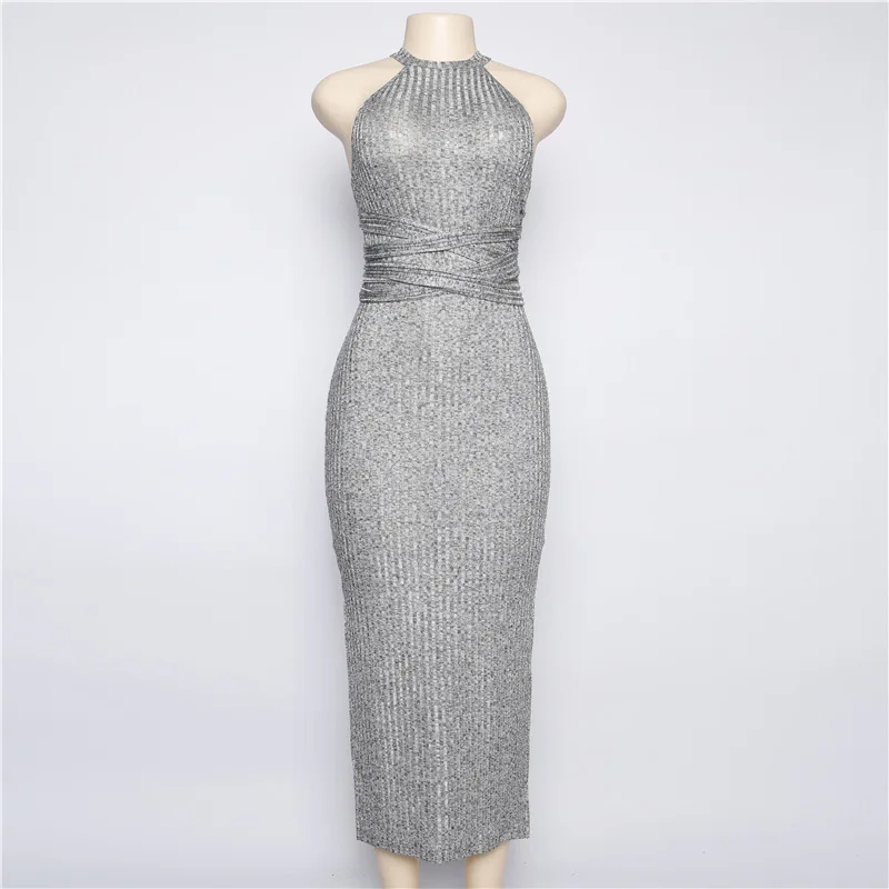 

Elegant Lace Bodycon Knit Midi Dress Women Party Backless Tight Dresses Female 2021 Summer Sexy Off Shoulder Bandage Vestidos