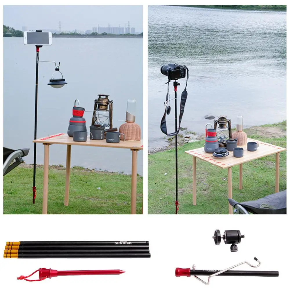 

Outdoor Camping Hiking Folding Lamp Post Pole Aluminum Alloy Portable Fishing Hanging Light Fixing Stand Holder