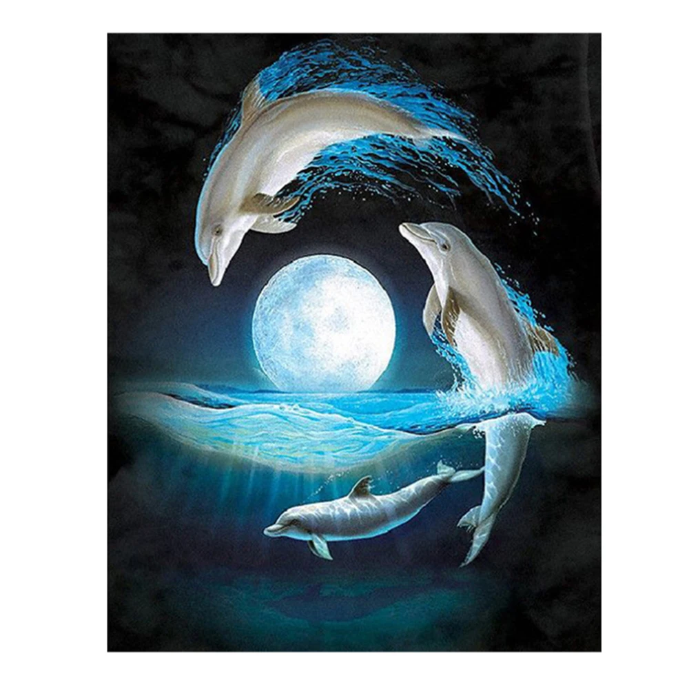 Алмазная живопись сделай сам картина из страз Белый Кит по месяцу вышивка