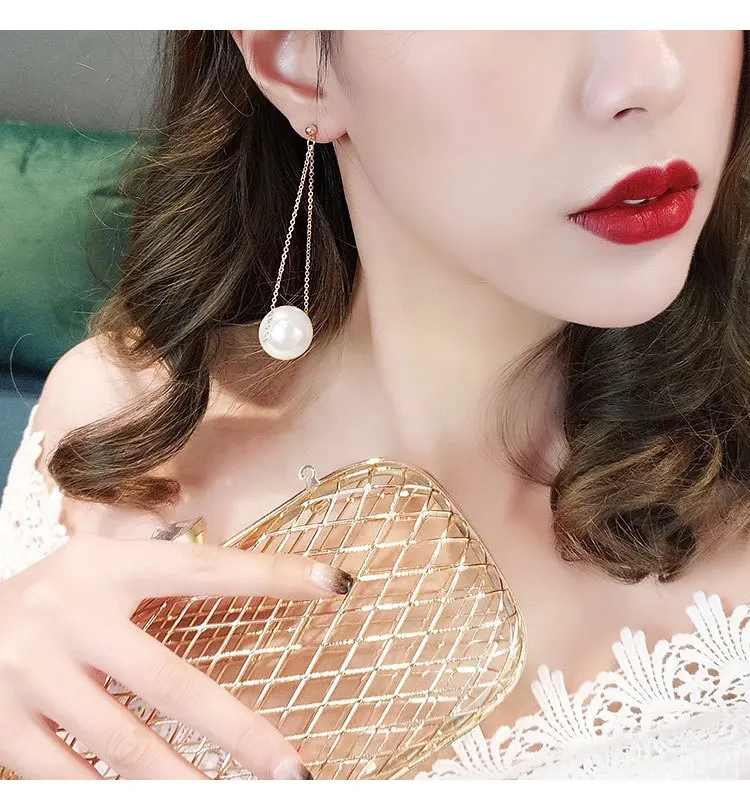 

100pcs/lot new trend long pearl earrings femininity Korea earrings online celebrity earrings jewelry