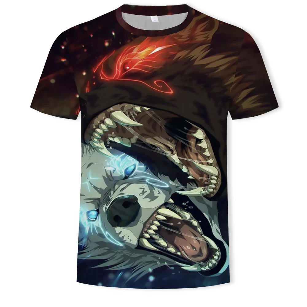 

2021 Latest Wolf 3D Printing Animal Cool Funny T-Shirt Men's Short-Sleeved Summer Tops Men's Fashion Casual T-Shirt Men 6XL