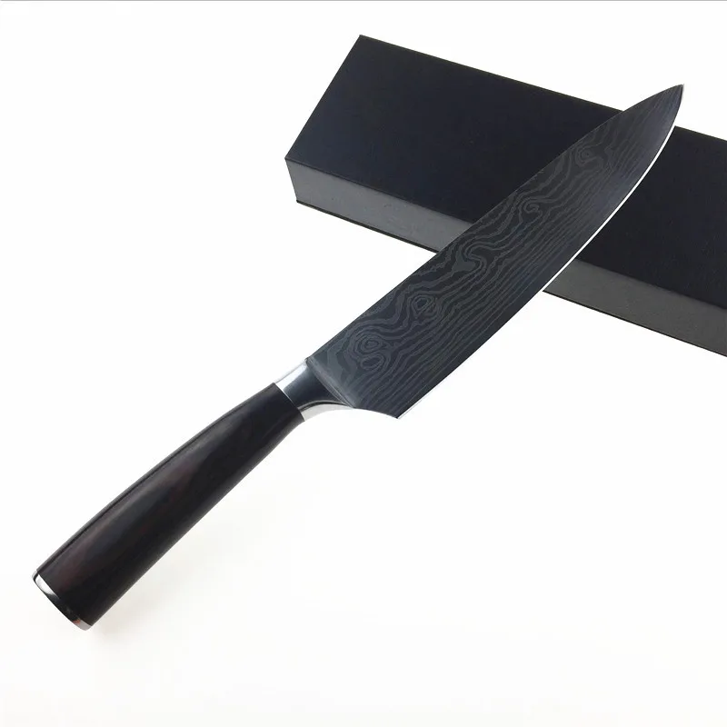 Дамасский узор нож шеф повара для нарезки мяса кухонная деревянная ручка ножа