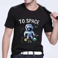 mens clothing t shirt fashion casual anime fantasy astronaut graphic printed top round neck slim black commuter student top