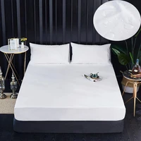 waterproof bed fitted sheet solid mattress protector with all around elastic rubber band king queen full twin single bed cover