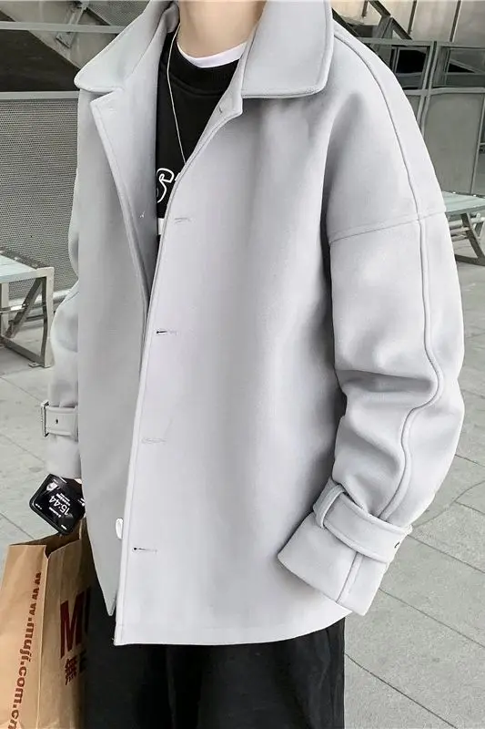 

Men's coat 2021 spring and winter new solid color large size m-2xl student coat loose casual fashion young men's clothing