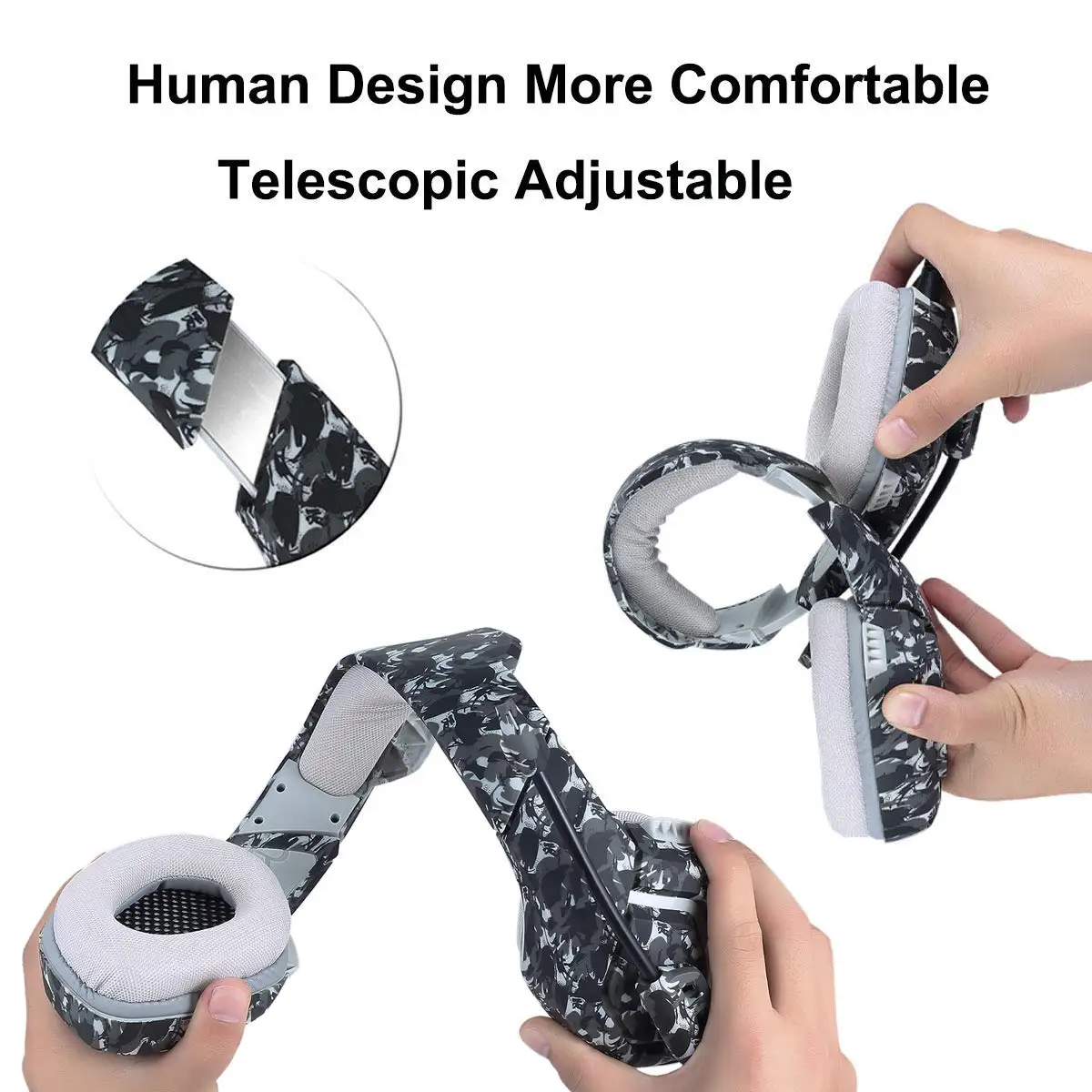 onikuma k1b camouflage gaming headset with mic and noise cancellation headphone gaming with led light for mobile phone laptop free global shipping