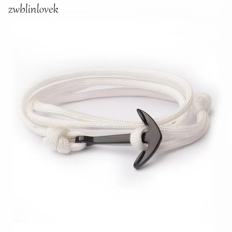 Высококачественный модный черный браслет с якорем Очаровательная цепочка для