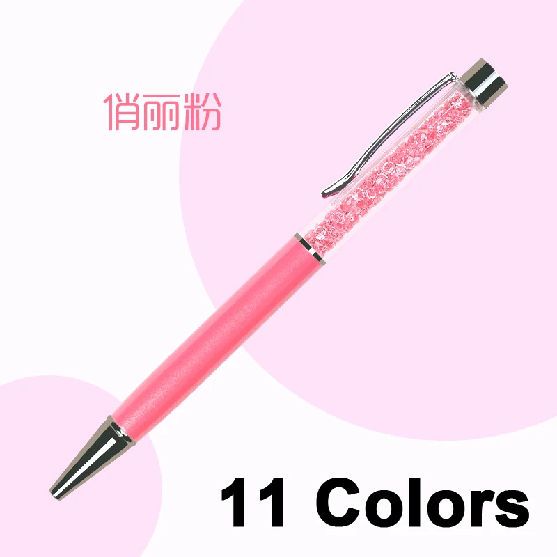 

50PCS Beautiful Crystal Roller Metal Ballpoint Pen Big Diamond Student Gift Creative Festival Advertising Wholesale 11 Colors