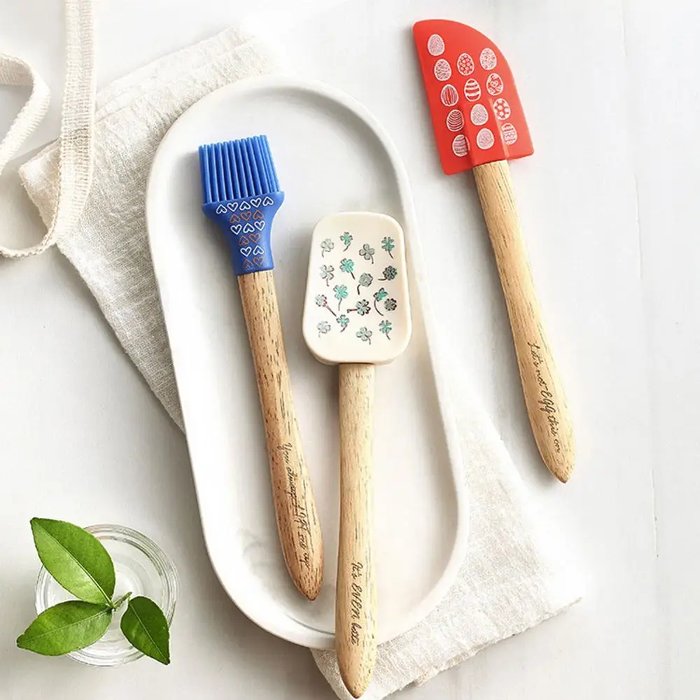 

3PCS Silicone Baking Kitchen Cooking Utensils Butter Spatula Butter Scraper Oil Brush Spatula Cake Cream Baking Tool