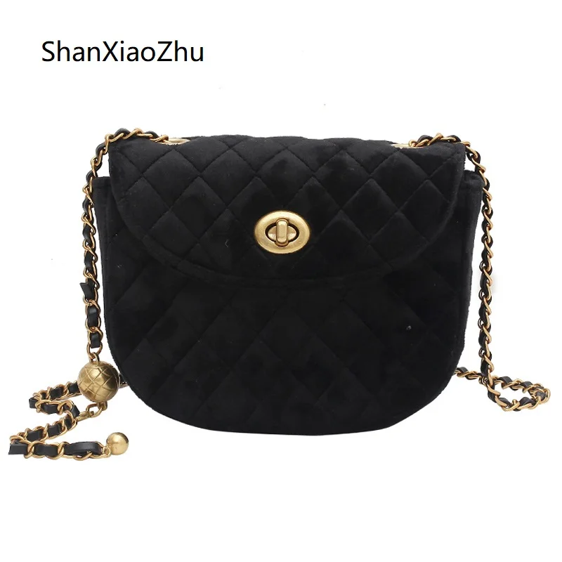 Маленькая зимняя черная стеганая Ретро сумка женская через плечо 2020 новый стиль