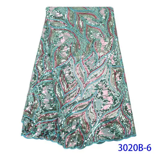 picture 6 NIAI Sew African French Sequins Lace Fabric High Quality Lace Nigerian Tulle Mesh Lace Fabrics For Wedding Dress XY3020B-1 - Цвет: picture 6
