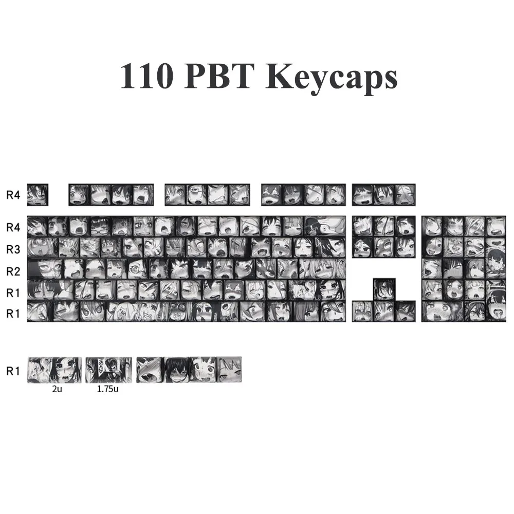 Японские Аниме персонажи дизайн черный белый JDA профиль колпачки для клавиш Cherry Mx